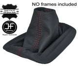 RED STITCHING MANUAL REAL GREY LEATHER GEAR GAITER FITS VW CADDY 10-13