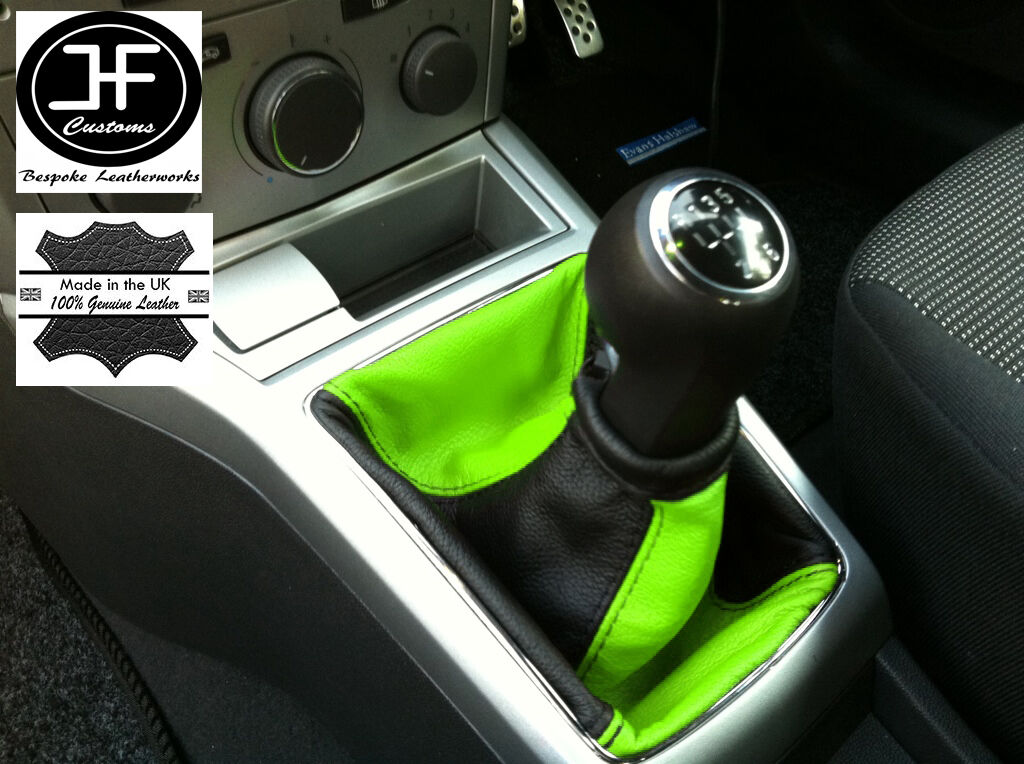 BLACK GREEN FITS OPEL VAUXHALL ASTRA H MK5 MKV STICK GEAR GAITER LEATHER
