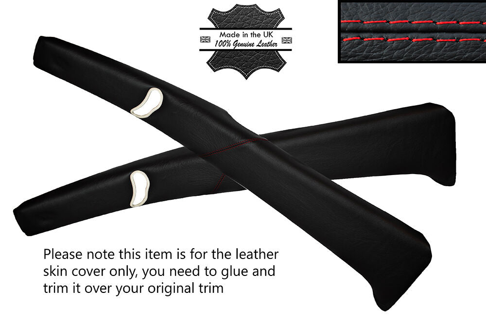 RED STITCHING 2X B PILLAR TRIM LEATHER SKIN COVERS FITS BMW 6 SERIES E24