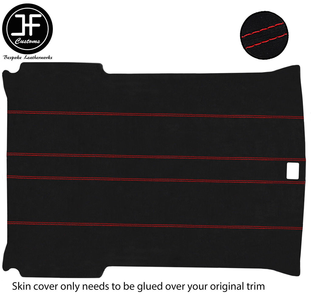 RED STITCH LUXE SUEDE HEADLINER ROOF COVER FITS FORD FIESTA MK3 XR2I 3 DOOR