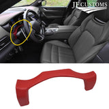 FOR MASERATI LEVANTE D RED LEATHER COVERED UPPER STEERING COLUMN TRIM + FRAME