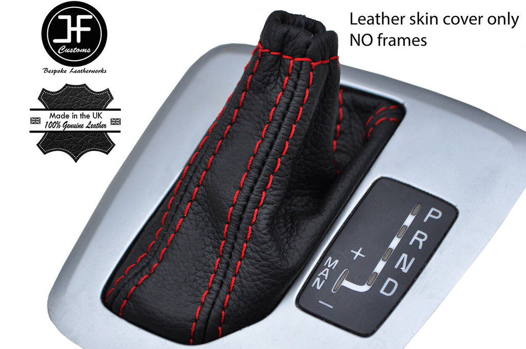 RED STITCH TOP GRAIN LEATHER AUTO AUTOMATIC GEAR GAITER FOR VOLVO XC90 02-14