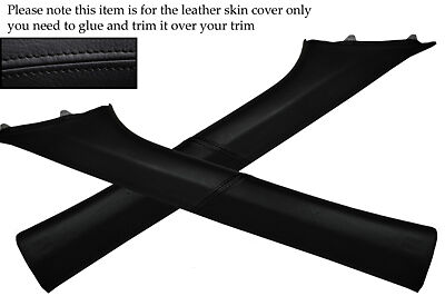 BLACK STITCH 2X WINDSCREEN PILLAR LEATHER COVERS FITS FORD TRANSIT MK6 00-06