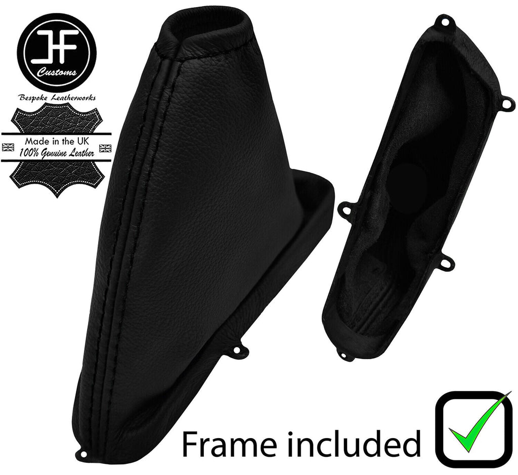 BLACK STITCH LTHR HANDBRAKE GAITER+PLASTIC FRAME FOR FORD MONDEO MK1 MK2 93-00