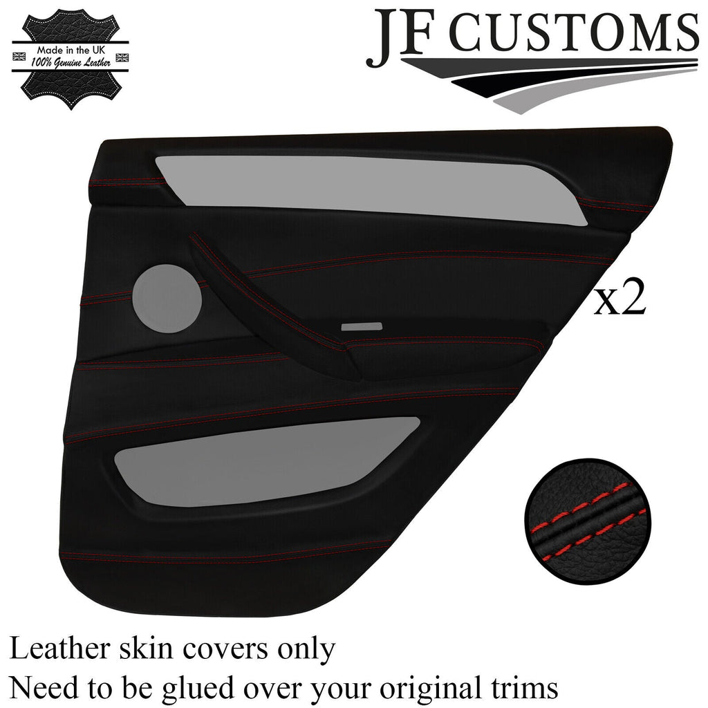 DARK RED STITCH LEATHER 2X REAR DOOR CARD COVERS FOR BMW X6 E71 E72 2007-2014