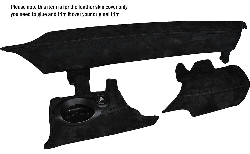 BLACK STITCH 3 PIECE LOWER DASH TRIM SUEDE SKIN COVERS FITS BMW MINI R56 07-14