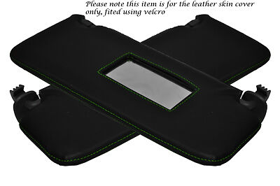 GREEN STITCH FITS RENAULT CLIO MK2 98-06 2X SUN VISORS LEATHER COVERS ONLY