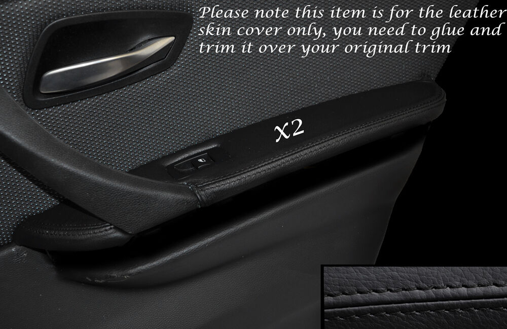 BLACK STITCH 2X REAR DOOR ARMREST SKIN COVERS FITS BMW 3 SERIES E90 06-11 5DR