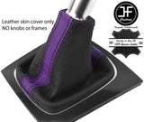 BLACK & PURPLE STRIPE TOP GRAIN LEATHER MANUAL GEAR GAITER FITS AUDI A3 8P 04-12