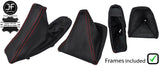 RED STITCH LEATHER MANUAL GAITER SET + PLASTIC FRAME FOR BMW E90 E91 E92 E93
