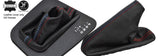 RED STITCH REAL LEATHER AUTOMATIC GAITER SET FITS BMW E46 99-05 TRI STITCHING