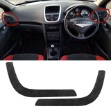 BLACK SUEDE SET OF DASHBOARD AIR VENT TRIMS FOR PEUGEOT 207 2006-2013 CUSTOM NEW