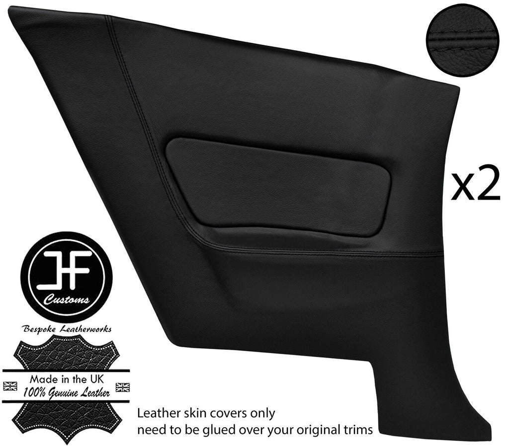 BLACK STITCH 2X REAR DOOR CARD FULL LEATHER COVER FITS NISSAN SKYLINE R34 98-02
