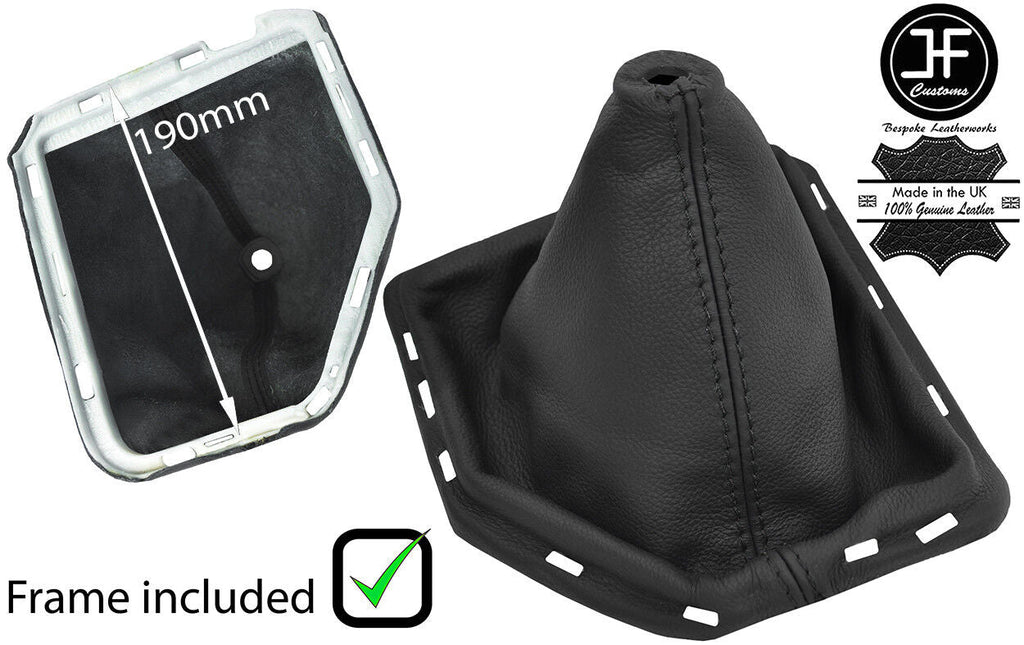 BLACK STITCH LEATHER GEAR GAITER WITH PLASTIC FRAME FOR NISSAN NAVARA FL 09-12