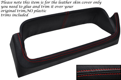 RED STITCH SPEEDO GAUGE SURROUND LEATHER SKIN COVER FITS FORD ESCORT MK2