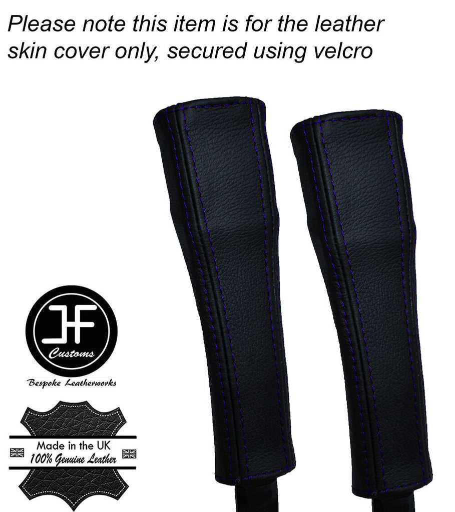 BLACK STITCHING 2X SEAT BELT LEATHER COVERS FITS HUMMER H3 2005-2011 CUSTOM NEW