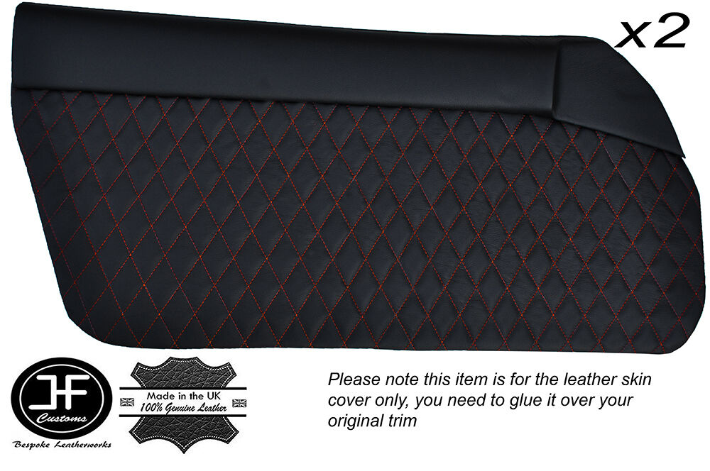 ORANGE DIAMOND ST 2X DOOR CARD LEATHER COVERS FITS MAZDA MX5 MK1 MIATA JDM 89-97