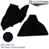 R BLUE STITCH SUEDE GEAR+HANDBRAKE GAITERS SET FITS BMW 1 SERIES F20 F21 11-17