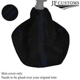 BLUE STITCHING SUEDE SKIN MANUAL GEAR GAITER FITS FIAT 500 & 500 ABARTH 07-14