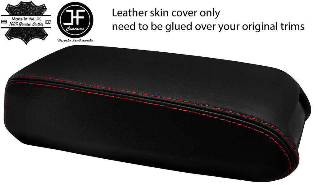 RED STITCH CUP HOLDER ARMREST REAL LEATHER COVER FITS VOLVO 740  760 780 940