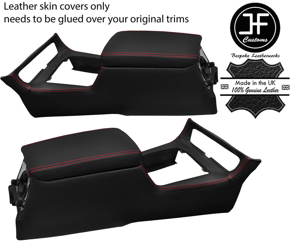 RED STITCH CONSOLE & ARMREST LEATHER COVERS FOR JAGUAR DAIMLER XJ6 SERIES 2