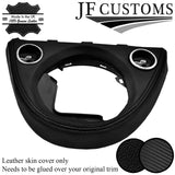BLACK STITCH CARBON VINYL & LEATHER AUTO GEAR SURROUND COVER FOR FIAT 500 07-20