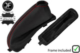 RED STITCH LEATHER HANDBRAKE GAITER+PLASTIC FRAME FOR FIAT STILO 2001-2007