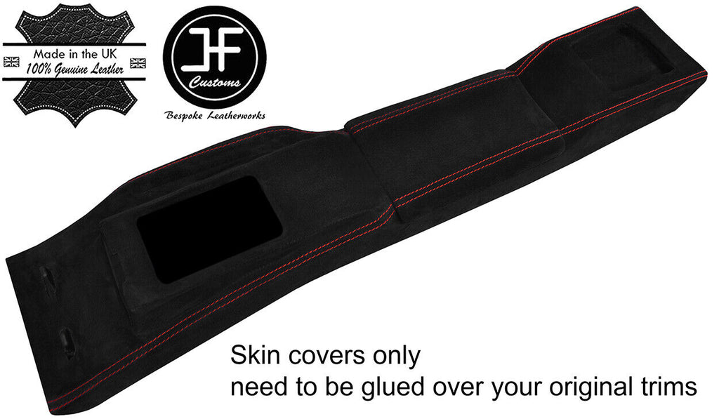RED STITCH CONSOLE & ARMREST SUEDE COVERS FOR TOYOTA MR2 MK1 84-90 STYLE 2