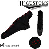 RED STITCH SUEDE HANDBRAKE GAITER+PLASTIC FRAME FOR BMW MINI R50 R53 01-06