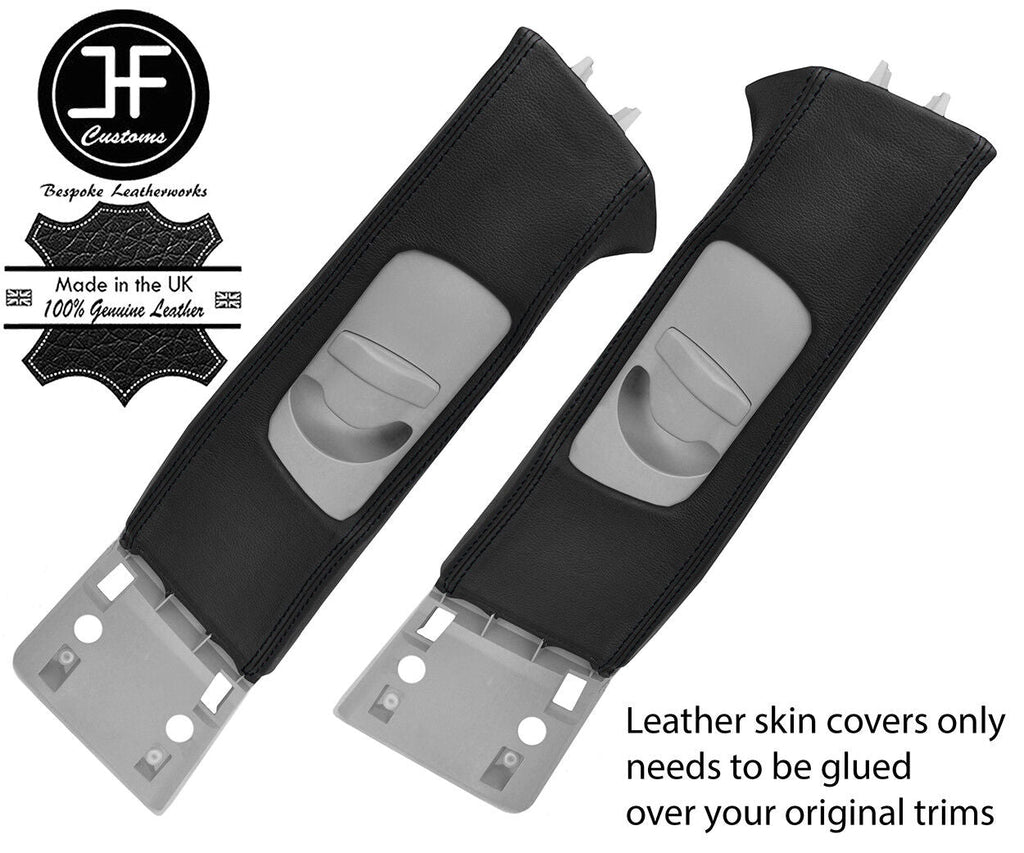 BLACK STITCH 2X UPPER B PILLAR LEATHER COVERS FITS SUBARU LEGACY OUTBACK 10-17