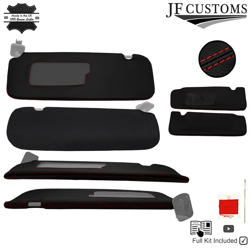 RED CROSS STITCH LEATHER 2X SUN VISOR COVERS FOR TESLA MODEL 3 17-22 CUSTOM NEW