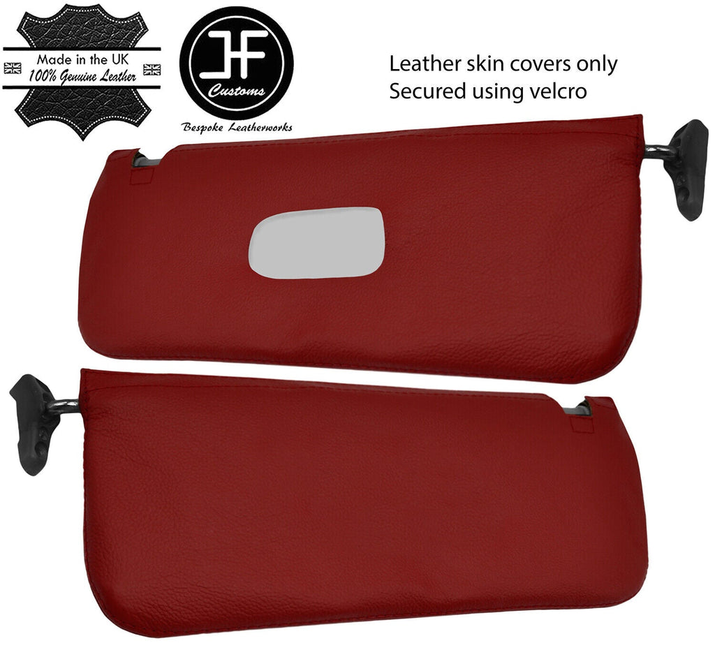 DARK RED REAL LEATHER 2X SUN VISOR COVERS FOR MERCEDES SL C107 R107 1971-1989