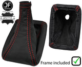 RED  STITCH LEATHER GEAR GAITER WITH PLASTIC FRAME FITS ALFA ROMEO 155 92-97