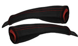 RED STITCH 2X FRONT SEAT BELT STALK LEATHER COVERS FITS DODGE CALIBER 06-11