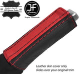 BLACK & RED STRIPE LEATHER HANDBRAKE HANDLE COVER FOR VOLVO S40 V50 MK2 04-07