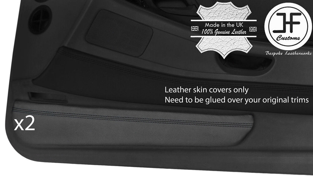 BLACK STITCH 2X BOTTOM DOOR POCKET LEATHER COVERS FOR BMW 8 SERIES E31 90-99