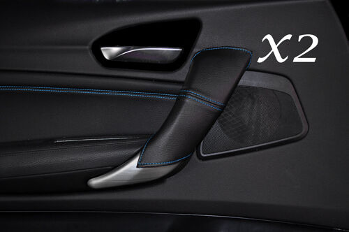 BLUE STITCH FITS BMW 1 SERIES F20 F21 10-13 2X REAR DOOR HANDLE COVERS LEATHER