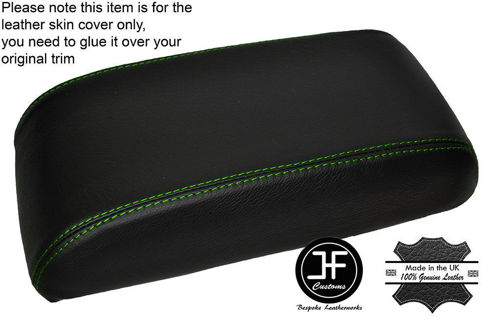 GREEN STITCH ARMREST LID LEATHER COVER FITS LAND ROVER DISCOVERY TD5 300 TDI