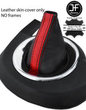 BLACK & RED STRIPE TOP GRAIN LEATHER GEAR GAITER FOR CITROEN C4 PICASSO 06-13