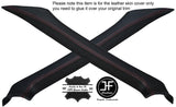RED STITCHING 2X A POST PILLAR LEATHER COVERS FITS AUDI 80 CABRIO 1991-2000