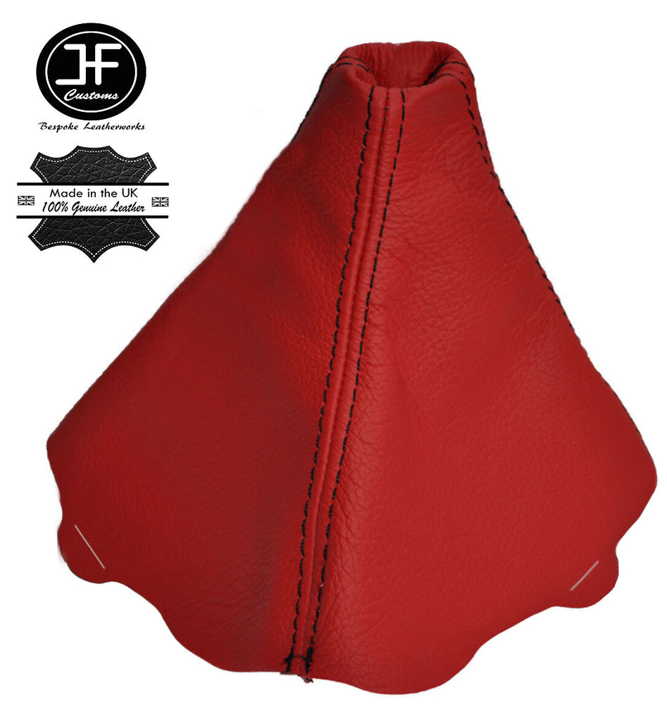 RED LEATHER FITS AUDI A4 B6 2000-2004 BLACK STITCHING GEAR GAITER COVER