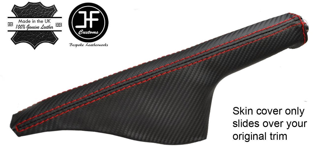 RED STITCH CARBON VINYL HANDBRAKE GAITER FITS VW GOLF MK4 BORA JETTA 98-04