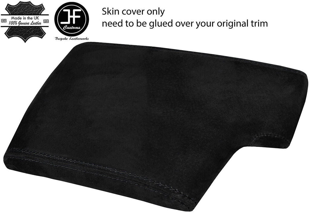 BLACK STITCHING REAL SUEDE ARMREST LID COVER FOR FOR BMW E90 E91 E92 E93 06-12