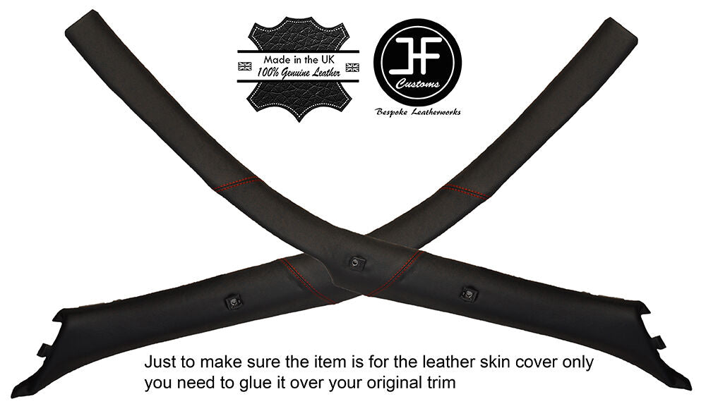 RED STITCH 2X A POST PILLAR LEATHER COVERS FITS TOYOTA LEXUS SC SOARER 90-00