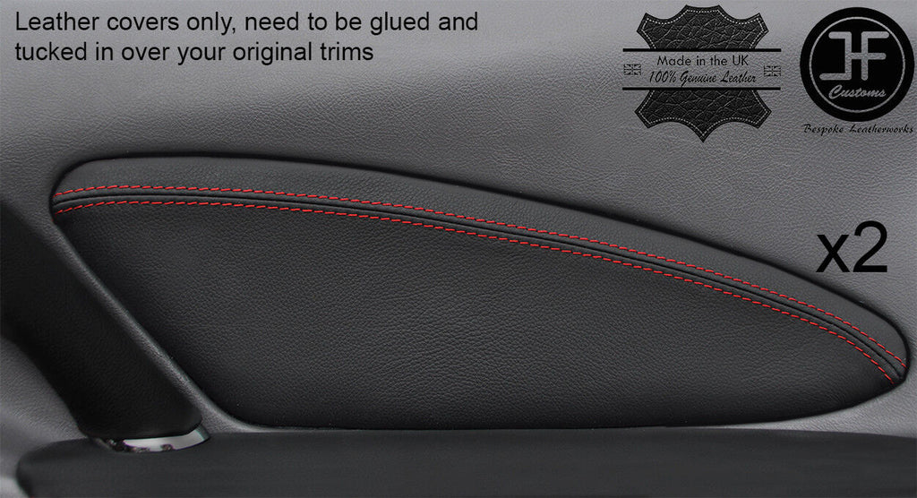RED STITCH 2X DOOR CARD TRIM LEATHER COVERS FITS TOYOTA CELICA 99-05 STYLE 2