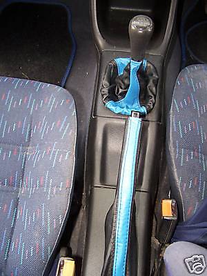 FITS VW GOLF MK3 VENTO GEAR + HANDBRAKE GAITER BLACK & BLUE CUSTOM NEW