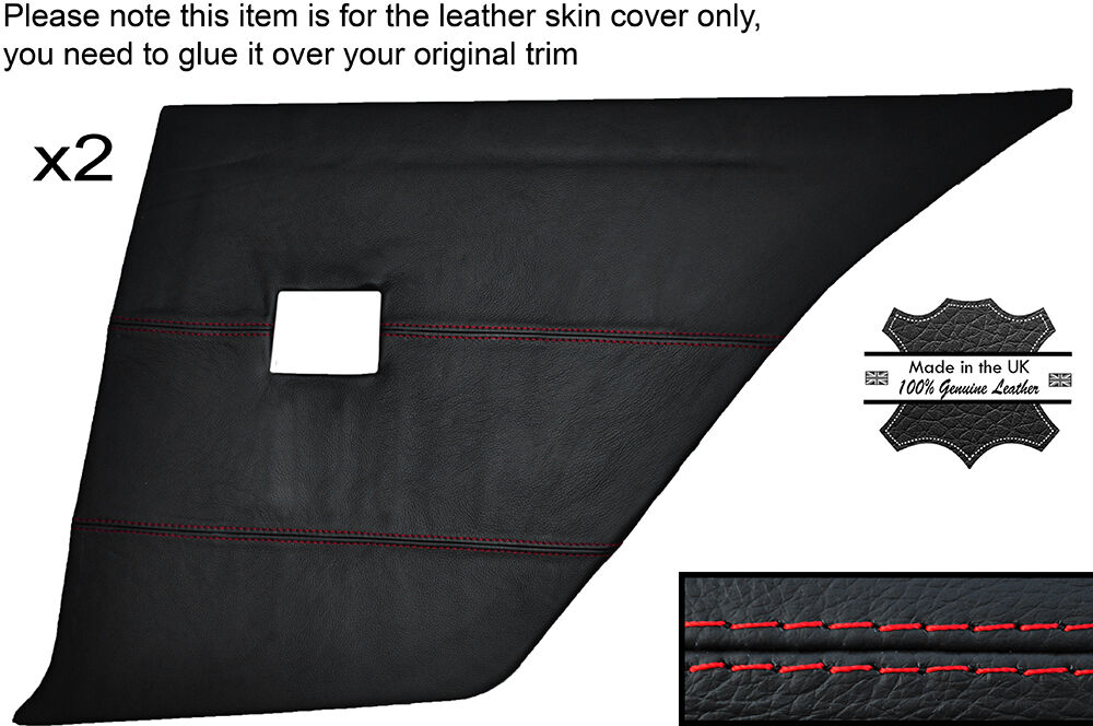 RED STITCH 2X REAR DOOR CARD SKIN COVERS FITS PEUGEOT 309 85-93 3 DOOR