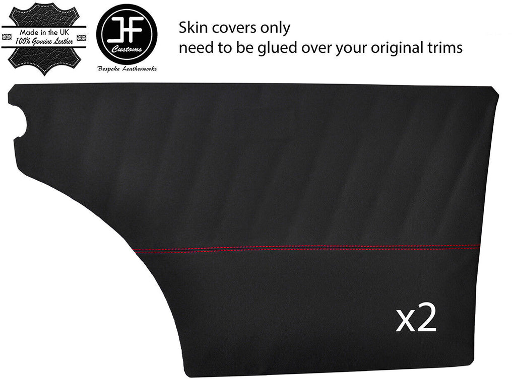 RED STITCH 2X REAR DOOR CARDS REAL LEATHER COVERS FITS MERCEDES W111 SALOON