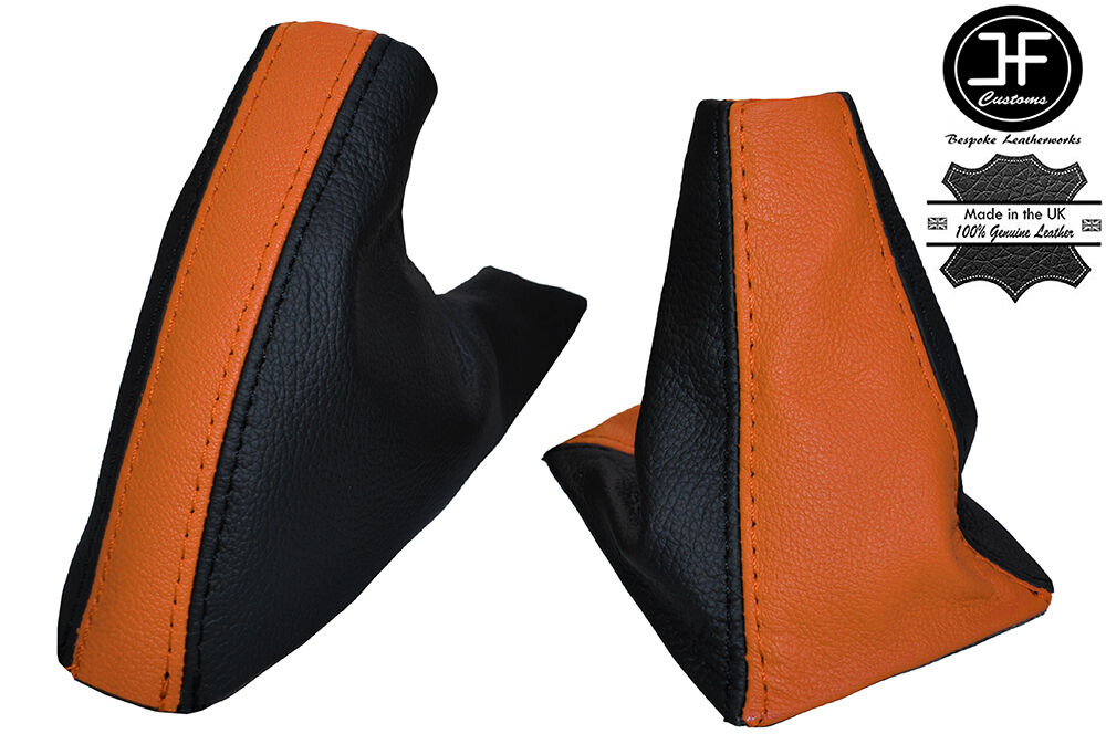 BLACK & ORANGE LEATHER GEAR STICK & HANDBRAKE GAITER FOR MG MGF 1995-2000