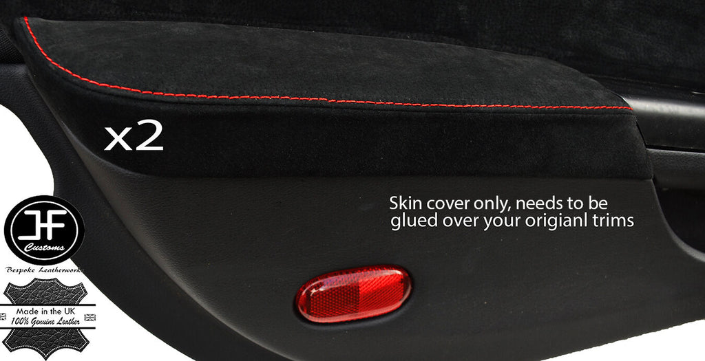 RED STITCH 2X DOOR ARMREST SUEDE COVERS FITS 350Z Z33 07-2009 FACELIFT